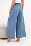 Dámské kalhoty s širokou nohavicí a páskem jeansové modré UNI