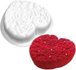 Orion Orion Silikonová pečicí forma ve tvaru Srdce struktura růže 4,7 cm