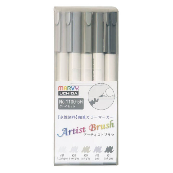 Marvy Artist Brush 1100 sada 5 ks GREY