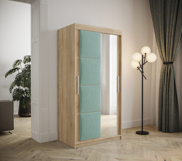 Šatní skříň Abi Tapi Barva korpusu: Dub Sonoma, Rozměry: 100 cm, Dveře: Manila 11