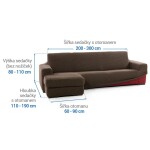 Super strečové potahy NIAGARA tabáková sedačka s otomanem vlevo (š. 200 - 300 cm)