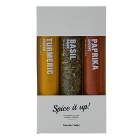 Nicolas Vahé Sada koření Basil / Paprika Chilli / Turmeric – 3 × 11 g, béžová barva, sklo