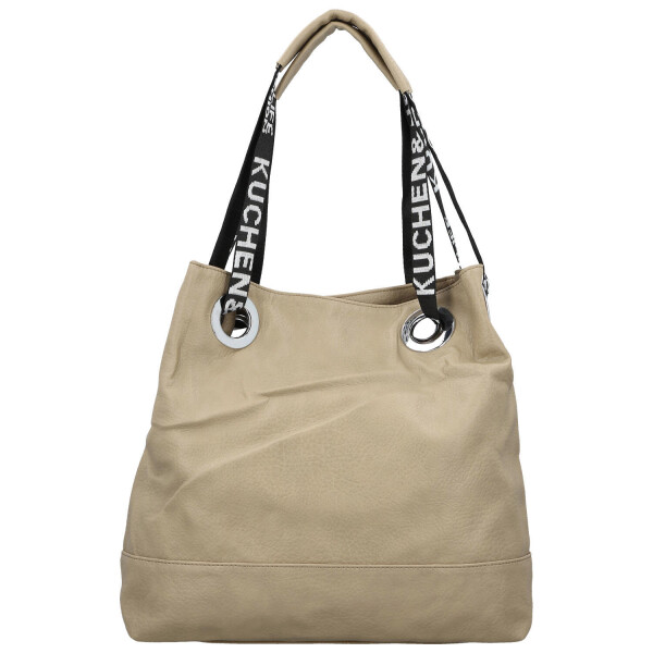 Módní dámská koženková kabelka na rameno Žanet, béžová