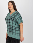 Mint pletená plus size vesta v kostce 40