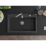 MEXEN - Elix granitový dřez 1-miska 800 x 500 mm, černá kropenatá, sifon chrom 6527801005-76