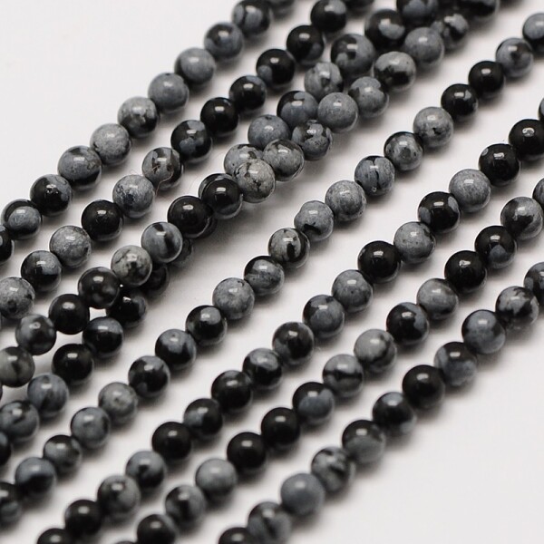 Přírodní vločkový obsidián - ∅ 2 mm - třída A - 1 ks