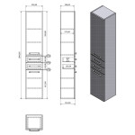 AQUALINE - VEGA skříňka vysoká 35x184x31cm, bílá VG185