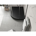 MEXEN - Flow+ Sprchová vanička čtvrtkruh asymetrická levá 100 x 90, černá mat 46Q709010LH