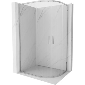 MEXEN/S - Exo čtvrtkruhový asymetrický posuvný sprchový kout 100 x 80, transparent, chrom 8132-100-080-01-00