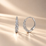 Luxusní stříbrné náušnice Nerissa MOISSANITE + CERTIFIKÁT, Stříbrná certifikát GRA, hadřík na čištění stříbra, dárková krabička
