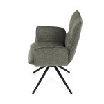 Židle jídelní, zelená látka, 360° vratný mechanismus, černý kov