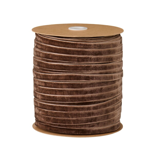 Ib Laursen Sametová stuha Chocolate – 200 m, hnědá barva, textil