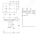 GEBERIT - ONE Umyvadlo nábytkové 750x480x140 mm, bez přepadu, s otvorem pro baterii, KeraTect, bílá 505.010.01.2