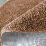 DumDekorace Kulatý huňatý koberec s vysokým vlasem světle hnědý Šířka: 80 cm | Délka: 80 cm