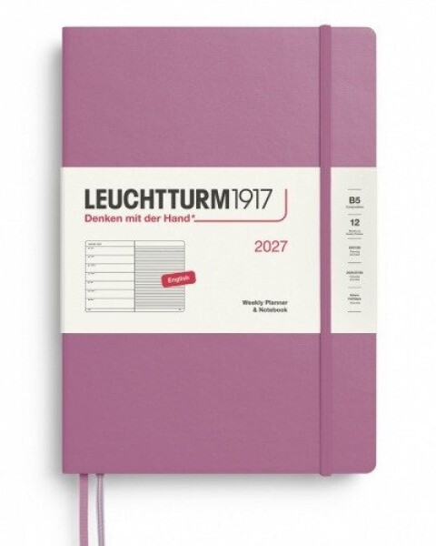 Týdenní plánovač Zápisník Dusty Rose, Composition B5 2027, anglicky