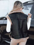 Dámská kožená vesta s ovčí kůží černá FashionStreet TY5251 L