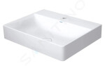 DURAVIT - DuraSquare Umyvadlo 600x470 mm, bez přepadu, s otvorem pro baterii, DuraCeram, WonderGliss, bílá 23536000711