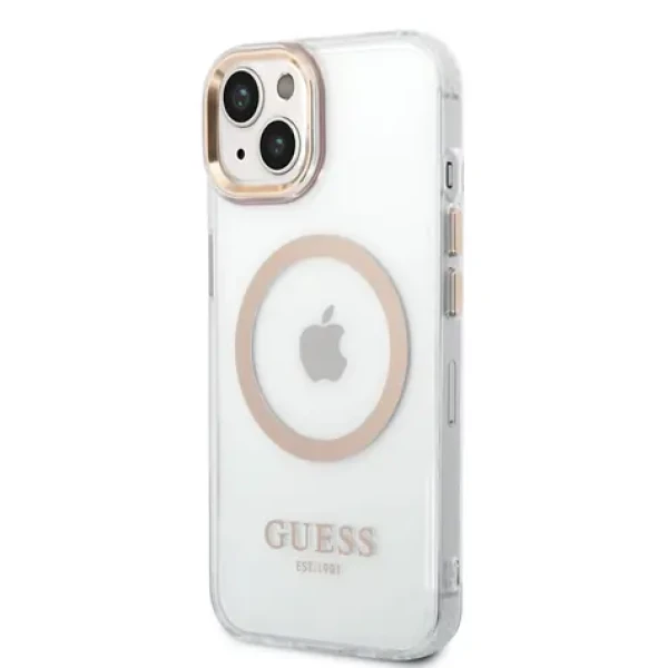 Pouzdro Guess Transparent MagSafe Kompatibilní iPhone 14 Plus Gold