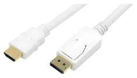 LogiLink CV0055 bílá / Kabel / DisplayPort (M)-HDMI (M) / Full HD 1920x1080 / pozlacené konektory / 2 m (CV0055)