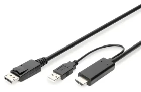 Digitus redukční kabel HDMI/DisplayPort 2m černá / Redukce / 4K 30Hz / HDMI 1.4 / DisplayPort 1.2 (AK-330111-020-S)