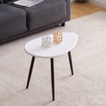 Konferenční stůl, MDF deska, bilý matt, černý kov