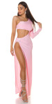 Sexy šaty Koucla Gala s XL rozparky na nohou pink Einheitsgroesse