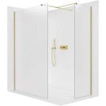 CERANO Sprchová zástěna Walk-in Onyx T L/P - 8 mm - hranatá vzpěra - zlatá, mléčné sklo - 90x90x200 cm