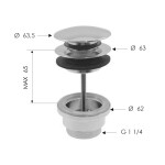 SAPHO - Umyvadlová výpust 5/4“, click-clack, velká zátka, 10-65, zlato CV100217