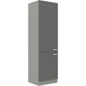 Vysoká skříňka 60 DK-210 2F Barva korpusu: Šedá, Barva dvířek: Šedý lesk (Šedá)