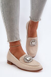 Dámské mokasíny na ploché podrážce s přezkou béžové D&A MR38-676 41