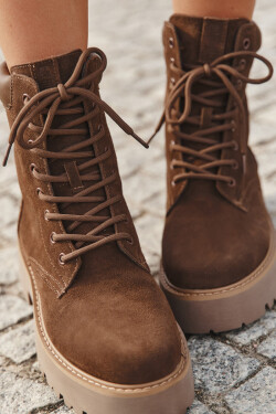 Semišové dámské workery s šněrováním Big Star SS274792 hnědé 37