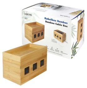 LogiLink Krabice na organizaci kabelů bambusová / Krabice na organizaci kabelů / 255 x 140 x 165 mm (KAB0076)