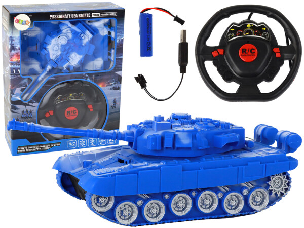 Mamido Vojenský tank 1:18 na dálkové ovládání RC s efekty 27 MHz modrý