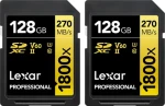 Lexar Professional 1800x SDXC 128GB (2ks) / Paměťová karta / čtení: 270 MB/s / zápis: 180 MB/s / UHS-II U3 / Class 10 (LSD1800128G-B2NNG)