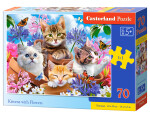 Puzzle Castorland 70 dílků premium - Koťátka v květinách