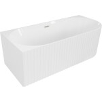 MEXEN/S - Gia volně stojící rohová vana reliéf levá 150 x 75, bílá lesk, sifon a přepad nikl kartáčovaný 52701507500L-97