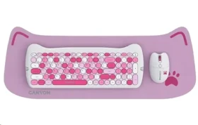 CANYON Kitty edice HSET-W6 růžová / bezdrátový SET CS klávesnice + optická myš + ochranné pouzdro + podložka (CNS-HSETW6PK-CS)