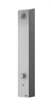 SANELA - Nerezové sprchové panely Nerezový sprchový panel s Piezo ovládáním a termostatickým ventilem, pro 2 vody, bateriové napájení SLSN 02PTB