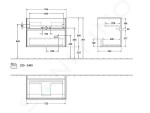 VILLEROY & BOCH - Collaro Umyvadlová skříňka, 754x546x444 mm, 2 zásuvky, Glossy White C01000DH