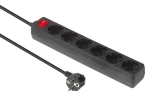 MicroConnect Prodlužovačka 6x Schuko s vypínačem černá / Prodlužovací kabel / 1,5 m / 16 A / 250 V (MC-GRU00615BS)