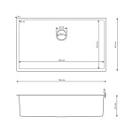 Erga HD, 1-komorový ocelový dřez 740x440x210 mm, zlatá, ERG-MLS-HD7444G