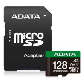 Adata Speed Plus microSDXC 128 GB + adaptér / Paměťová karta / UHS-I U3 V30 A2 / R: 180 MB/s / W: 160 MB/s (UD128GUI3V30A2SP-RA1)