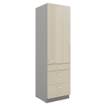 Vysoká potravinová skříňka 60 DKS-210 3S 1F - Premium box Barva korpusu: Šedá, Barva dvířek: Krémový lesk (Karmen)