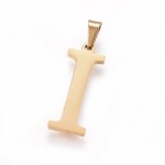 Sada přívěsku a náušnic z nerezové oceli - písmeno - zlatá - 20 ~ 23 mm x 13 ~ 19 mm - 1 ks Písmena: E