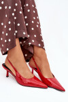 Lakované Lodičky Na Jehlovém Podpatku S Otevřenou Patou Červené Talira 39