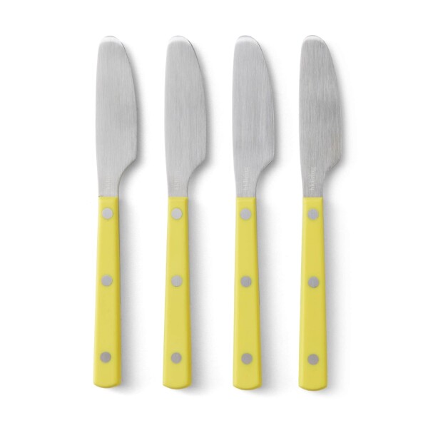 HK living Nerezový nůž na máslo 70's Lemon – set 4 ks, žlutá barva, kov, plast