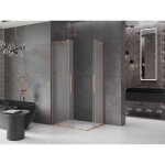 MEXEN/S - Velar L Duo sprchový kout, posuvné dveře 100 x 90, dekor, měď kartáčovaná 871-100-090-02-33-65