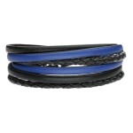 Pánský náramek Ernesto z pravé kůže a chirurgické oceli, 22 cm Modrá