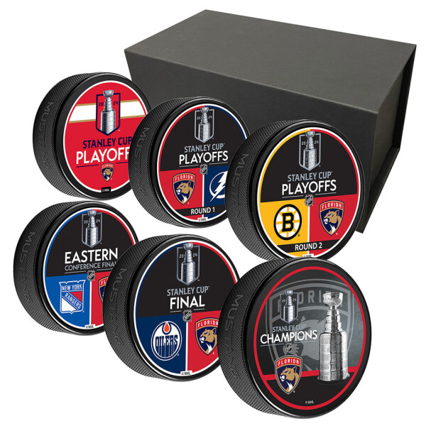 Mustang Puk Florida Panthers NHL Stanley Cup Champions Puck Set (6 Piece)