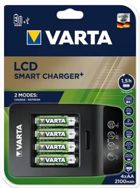 Varta LCD Smart Charger+ / Nabíječka baterií / 100-240V / 4x AA a AAA / vč. 4x AA 2100 mAh (57684101441)